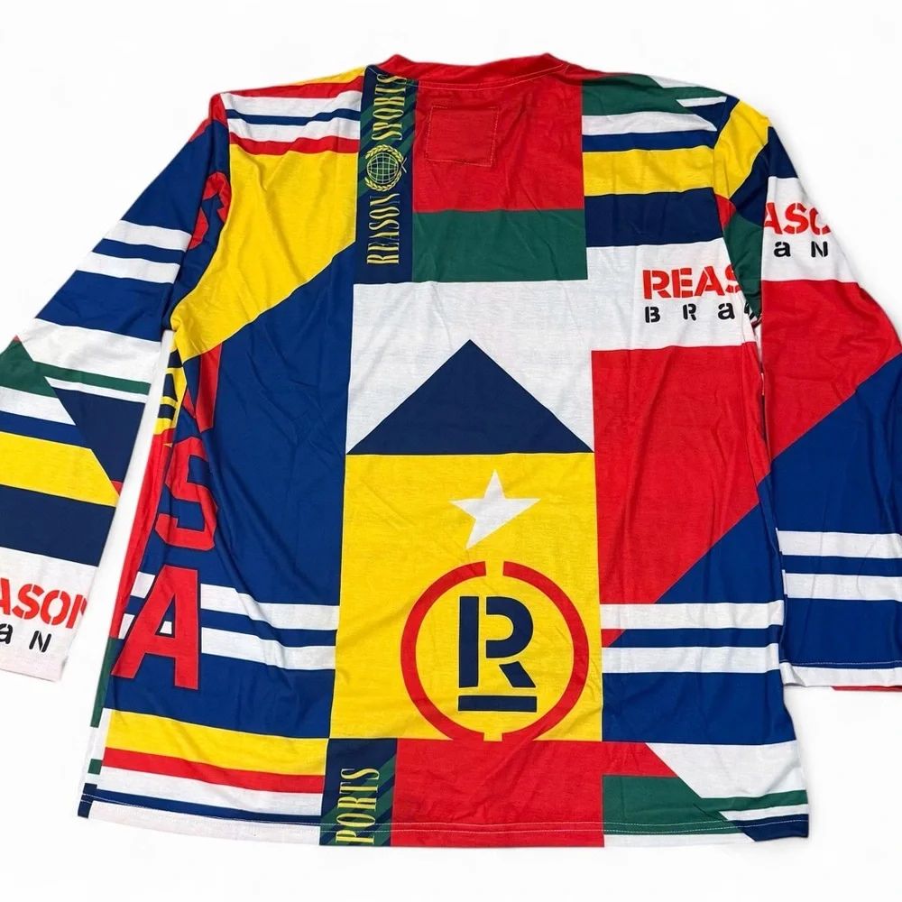 Reason Sports USA Multicolor Men's Jersey Graphic Long Sleeve T-Shirt